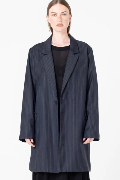 Company of Strangers Powersuit Jacket - Charcoal Wool Stripe