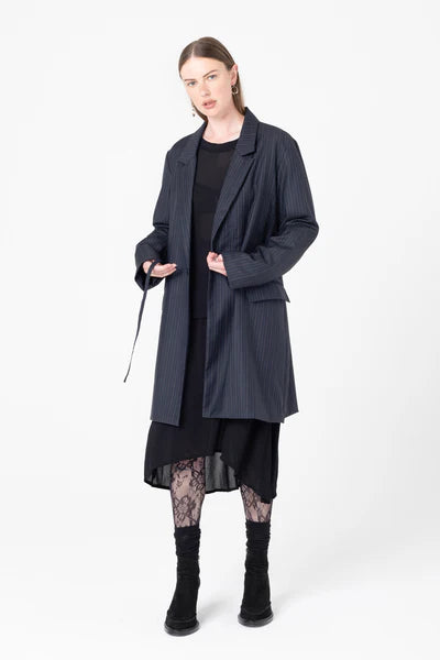 Company of Strangers Powersuit Jacket - Charcoal Wool Stripe