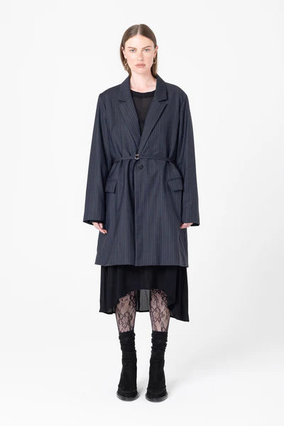 Company of Strangers Powersuit Jacket - Charcoal Wool Stripe