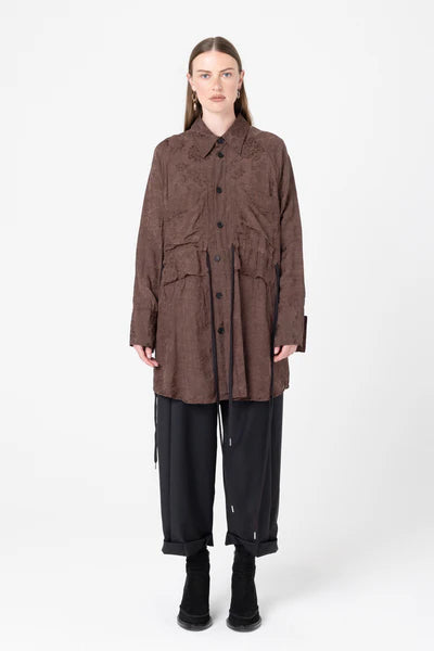 Company of Strangers Facts Shirtdress - Cacao Jaquard