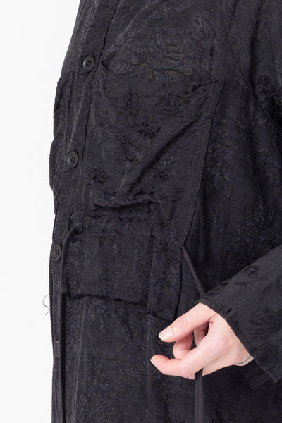 Company of Strangers Facts Shirtdress - Black Jaquard