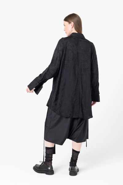 Company of Strangers Facts Shirtdress - Black Jaquard