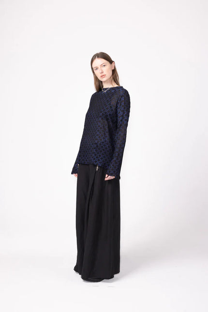 Company Of Strangers Violet Top - Printed Viscose - Blue Alto