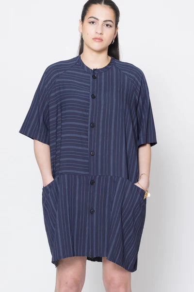 Company of Strangers Egos Shirtdress - Navy Stripe