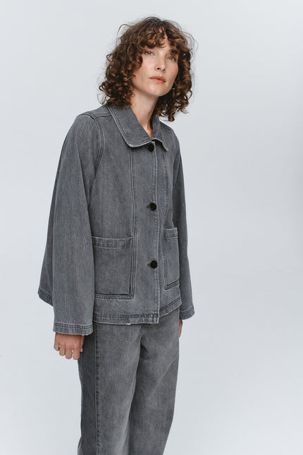 Marle Cropped Pea Jacket ~ Stone