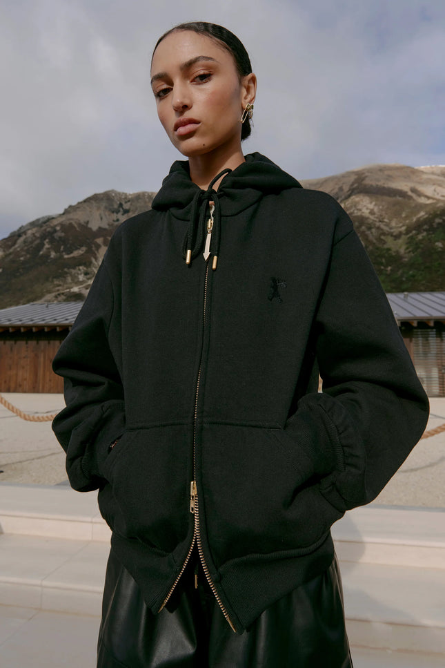 Karen Walker Runaway College Cropped Oversized Hoodie - Black