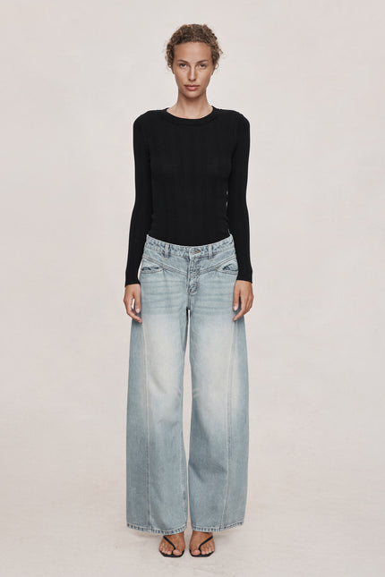 Marle Cross Stitch Jean - Faded Blue