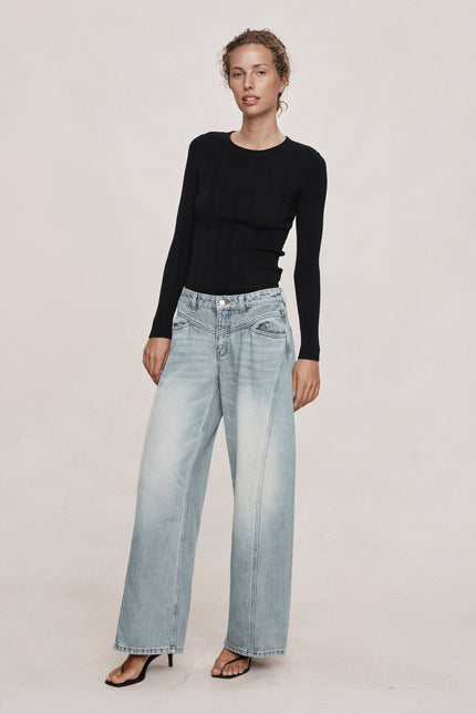 Marle Cross Stitch Jean - Faded Blue