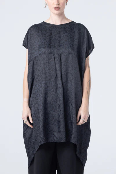 Company of Strangers One Line Tunic - Printed Rayon - Black Paisley