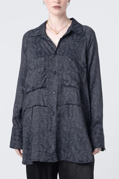 Company of Strangers Perfect Day Shirt - Printed Rayon - Black Paisley