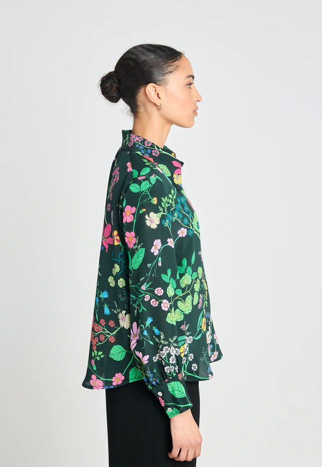Twenty-Seven Names Marigold Shirt - Deep Green Floral