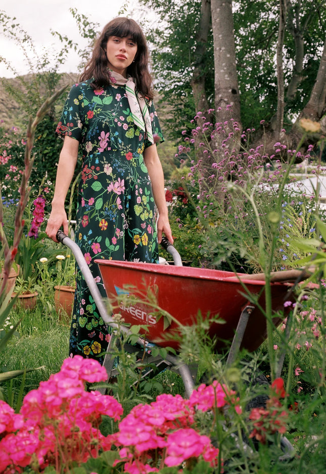 Twenty-Seven Names Madeleine dress - Deep green floral