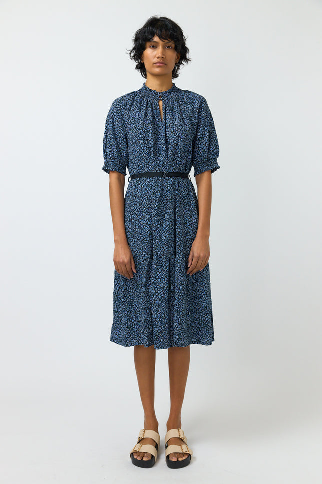 Sylvester Desert Flower Smock Dress - Blue