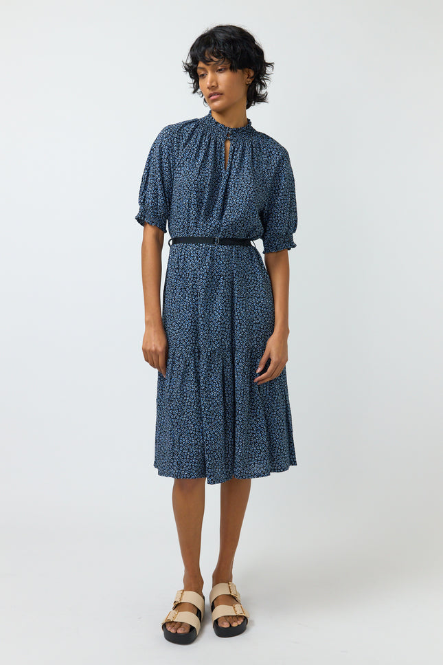 Sylvester Desert Flower Smock Dress - Blue