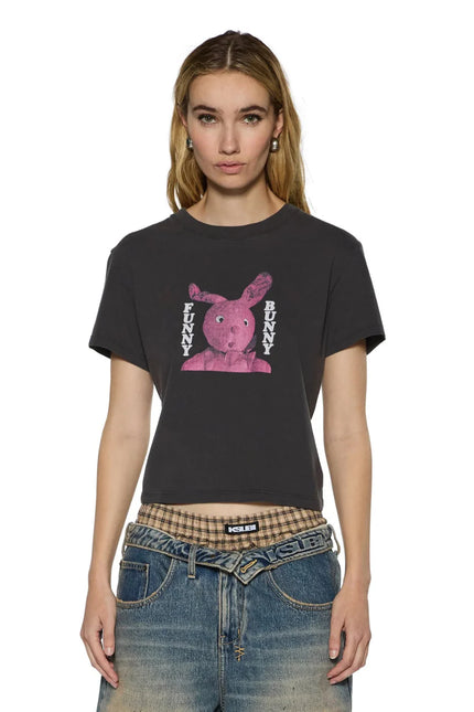 Ksubi Funny Bunny Shrunken Tee Washed Black - Charcoal