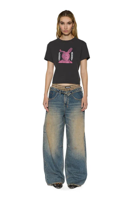 Ksubi Funny Bunny Shrunken Tee Washed Black - Charcoal