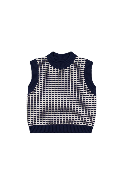 Kowtow Grid Vest - Navy Grid