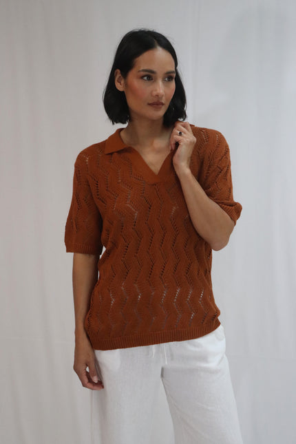 Tatano Vines Polo - Cotton - Rust