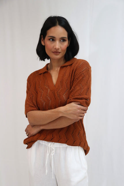 Tatano Vines Polo - Cotton - Rust