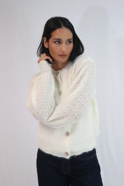 Tatano Asta Cardi - Mohair/Wool Mix - Natural