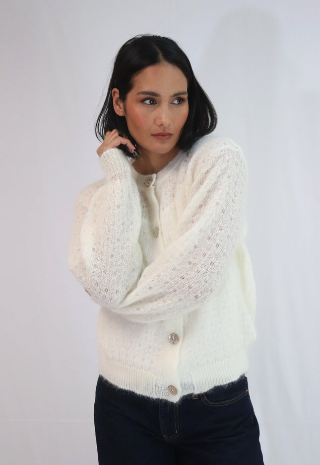 Tatano Asta Cardi - Mohair/Wool Mix - Natural