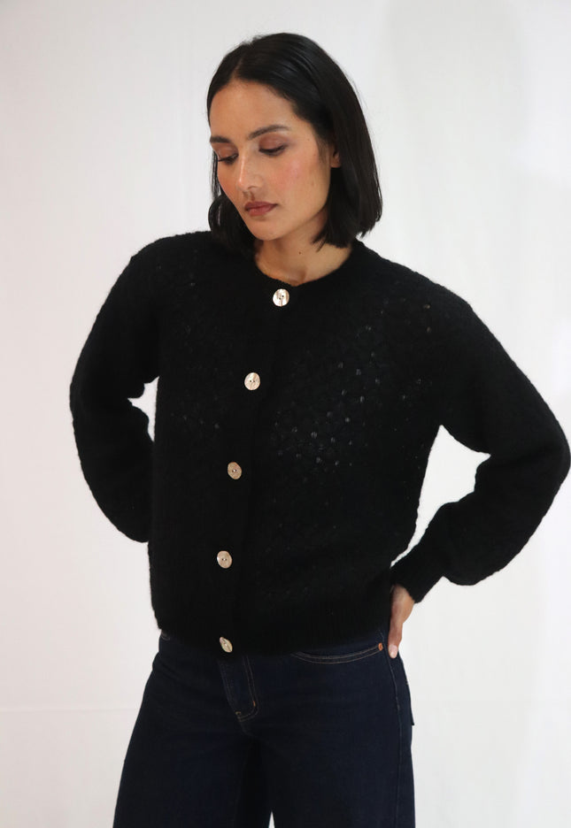 Tatano Asta Cardi - Mohair/Wool Mix - Black
