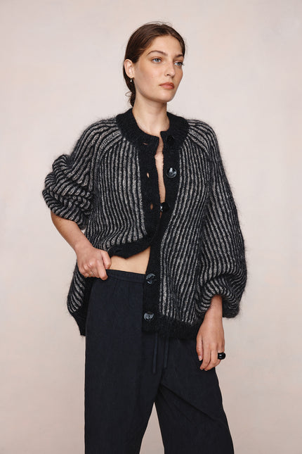 Marle Jasper Cardigan - Black/Greige