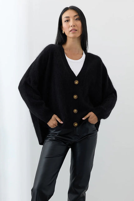 Mia Fratino Mae Cardi -Brushed Cashmere - Black