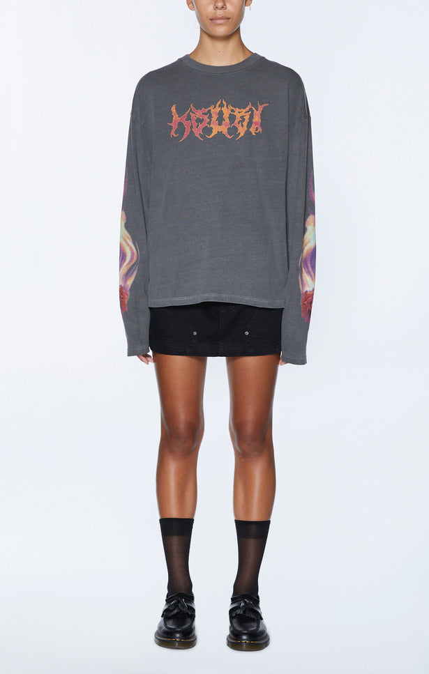 Ksubi Sabbath Long Sleeve Tee - Charcoal