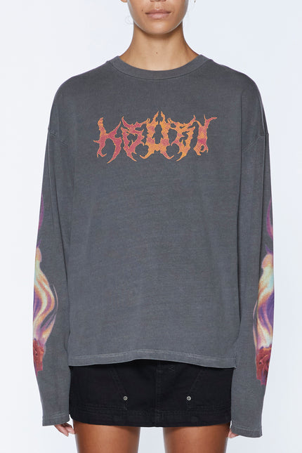 Ksubi Sabbath Long Sleeve Tee - Charcoal