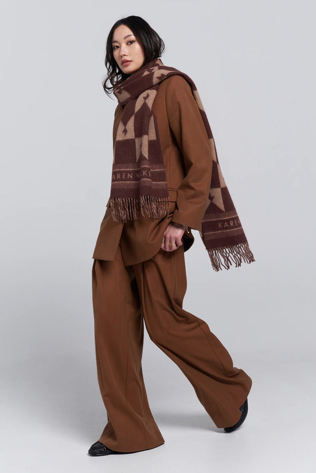 Karen Walker Monogram Jacquard Scarf - Mahogany/Tan