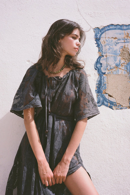 Kinga Csilla Midnight Lace Primavera Maxi Dress