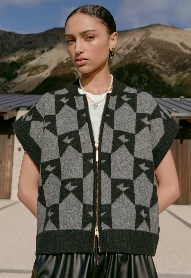 Karen Walker Monogram Knit Vest - Black