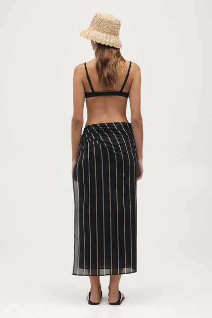 Marle Hattie Sarong - Cotton/Silk - Black Stripe