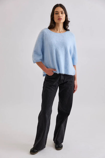 Mia Fratino Eliza Tee - Cashmere/Merino - Mid Blue