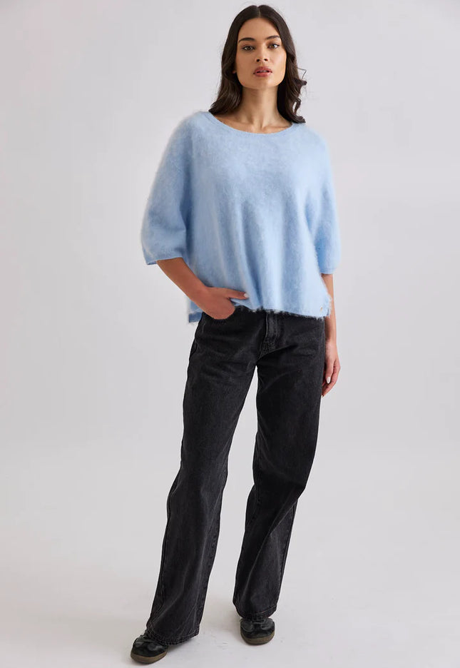 Mia Fratino Eliza Tee - Cashmere/Merino - Mid Blue