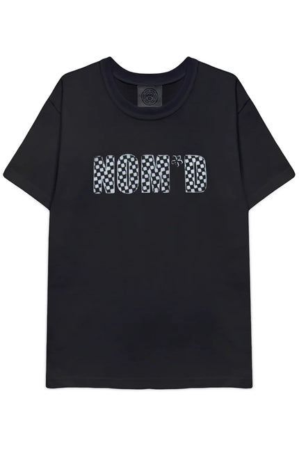 NOM*d Checkerboard Tee -Black with White Stencil
