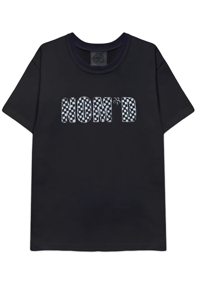 NOM*d Checkerboard Tee -Black with White Stencil