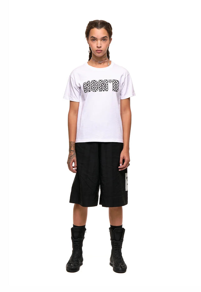 NOM*d Checkerboard Tee -White with Black Stencil