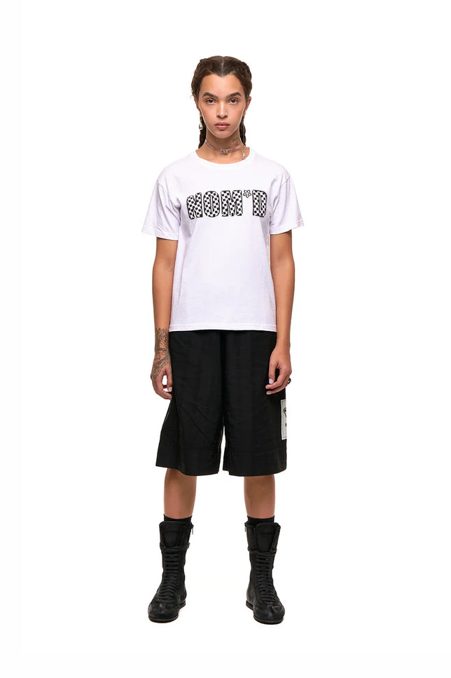 NOM*d Checkerboard Tee -White with Black Stencil