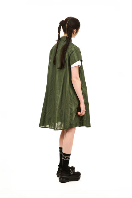 Nom*d Grid Shirt Dress - Green Olive