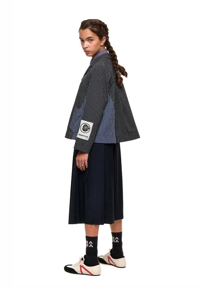 NOM*d Swing Jacket - Black n Blue Stripe
