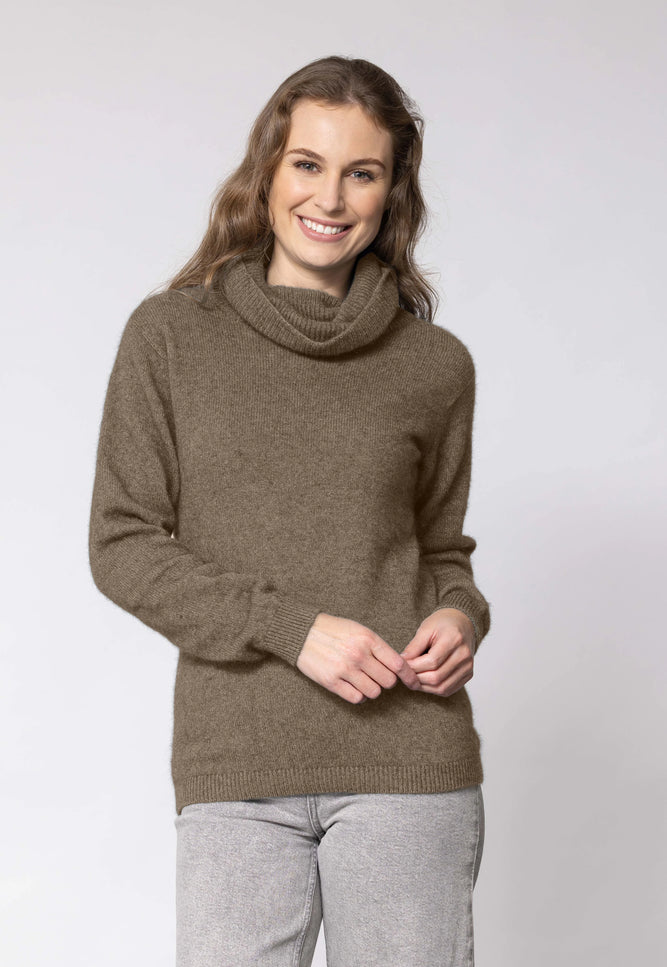 Noble Wilde Polo Neck Sweater - Possum/Merino - Latte