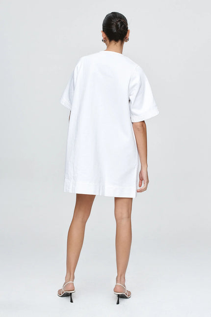 Marle Patch Pocket Dress - Denim - Blanc