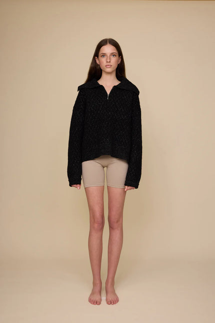 Pharlain Ola Zip Sweater - Black Sparkle