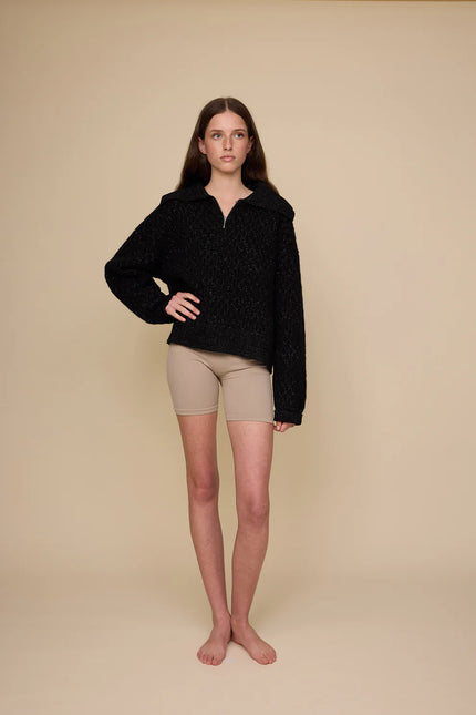 Pharlain Ola Zip Sweater - Black Sparkle