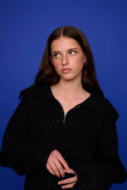 Pharlain Ola Zip Sweater - Black Sparkle