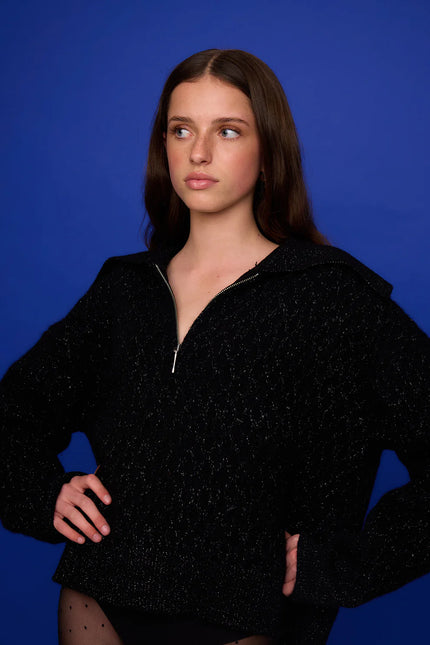 Pharlain Ola Zip Sweater - Black Sparkle