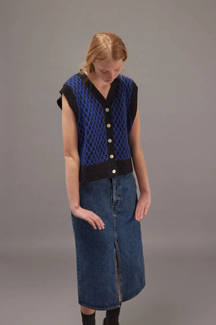 Pharlain Ola Vest - Mohair mix - Blue & Black