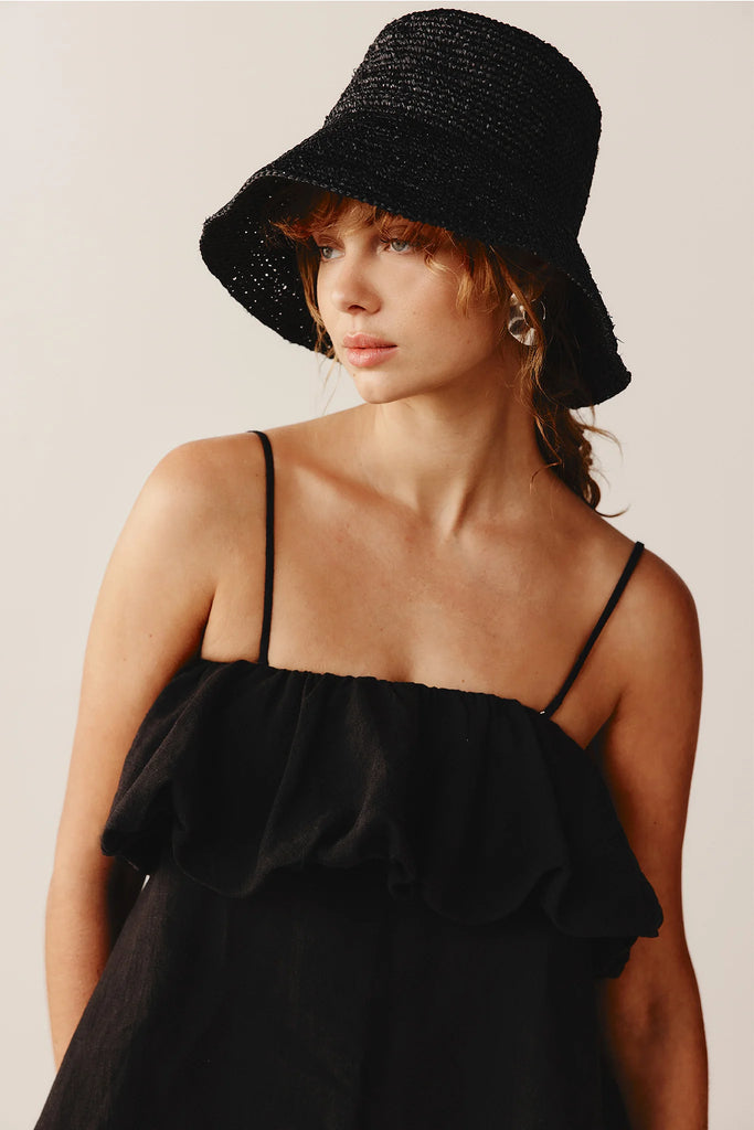 Marle Kuia Hat - Straw - Black